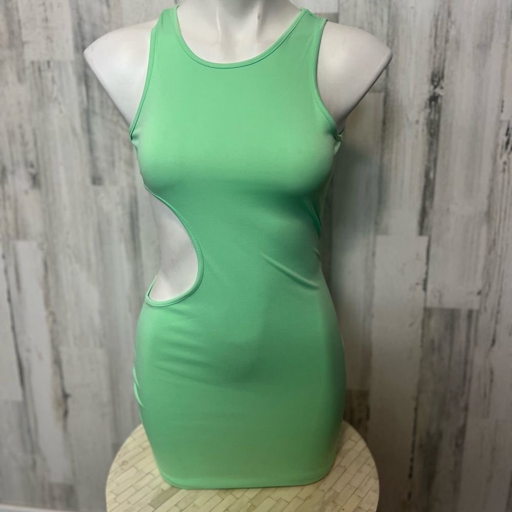 Mint Green One-Side Cutout Bodycon Mini Dress Size Xs